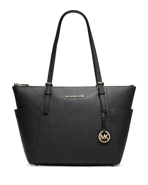 michael kors jet set saffiano black tote|michael kors saffiano bag black.